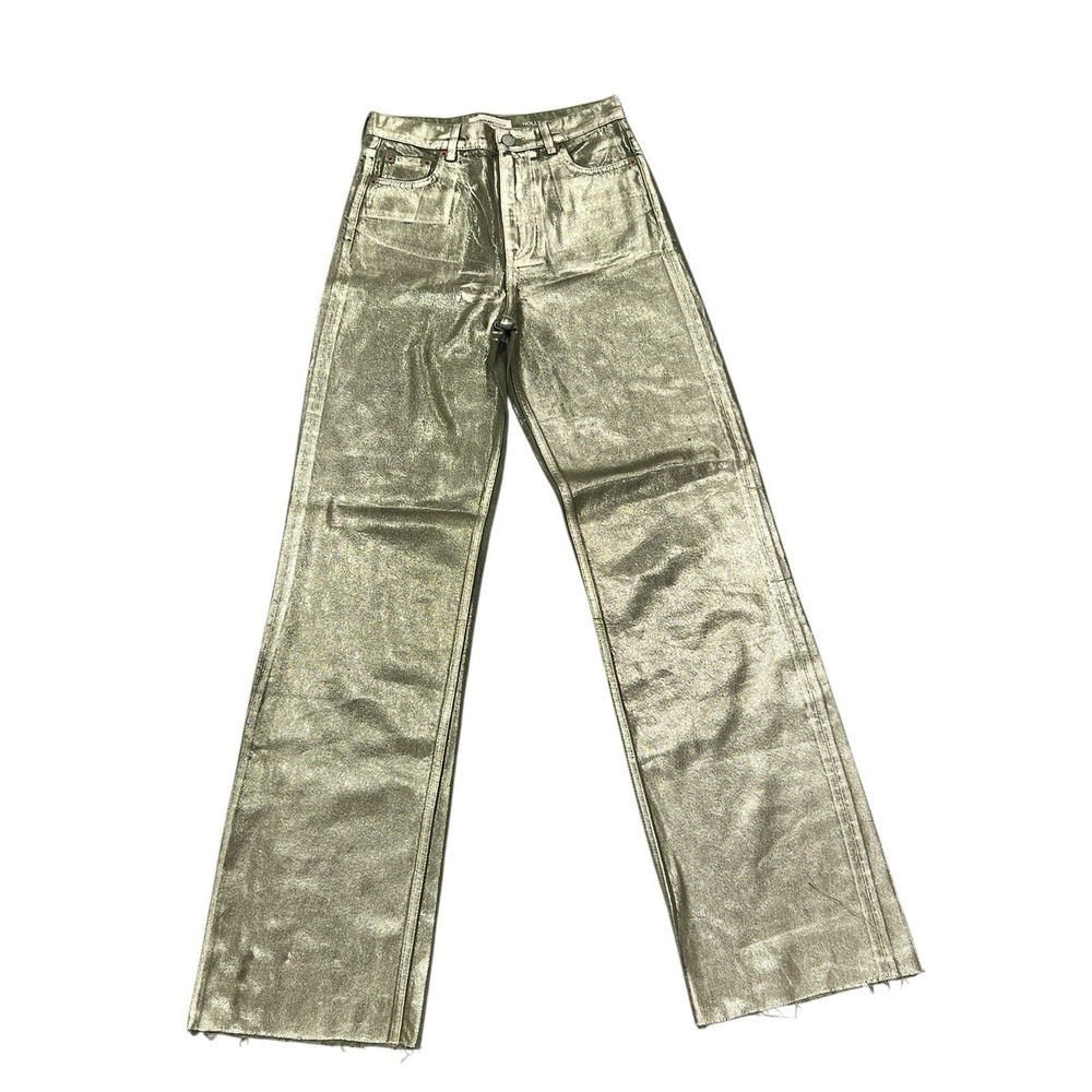 NEW Baykan denim Holly High Rise Long Straight Metallic 28 ( free people)‎
